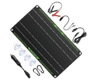 TOPSolar 10 WATT 12 Volt Panel solar Cargador de batería de coche 10W 12V Portátil Mantenería de batería de goteo solar portátil con encendedor de cigarrillos Plug & cocodrilo