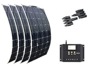 XINPUGUANG kit de batería solar flexible 4pcs 100W 18V módulo fotovoltaico de silicio monocristalino + controlador 30A + cable cargador de batería 12v (400w) para caravana RV