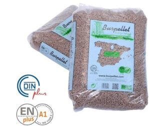 Burpellet de Madera de Pino ENplus-A1. Palet 72 Sacos. 100% Madera, para calderas o Estufas de biomasa.. 1080 KGS