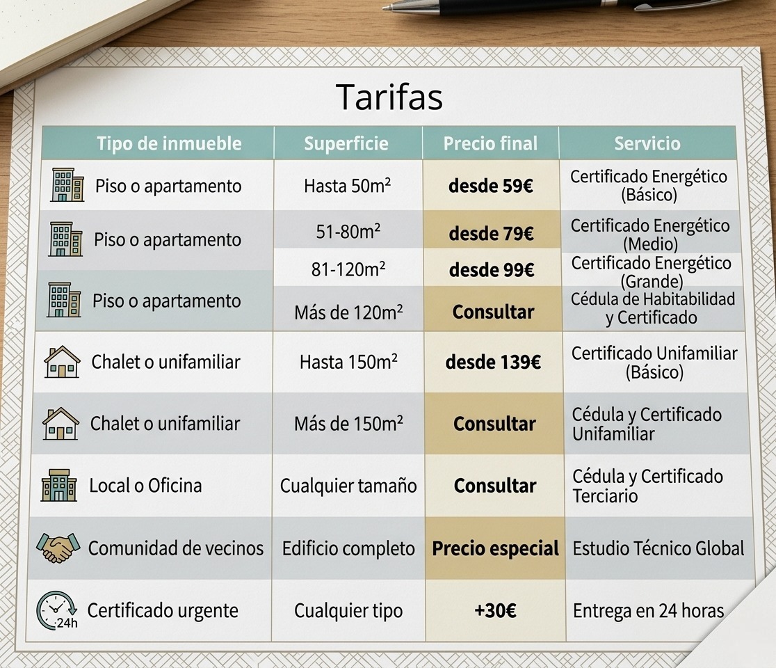 cuanto cuesta un certificado energetico